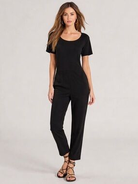 Slouchy Linen Canadian Made/Designed Short Sleeve Jumpsuit